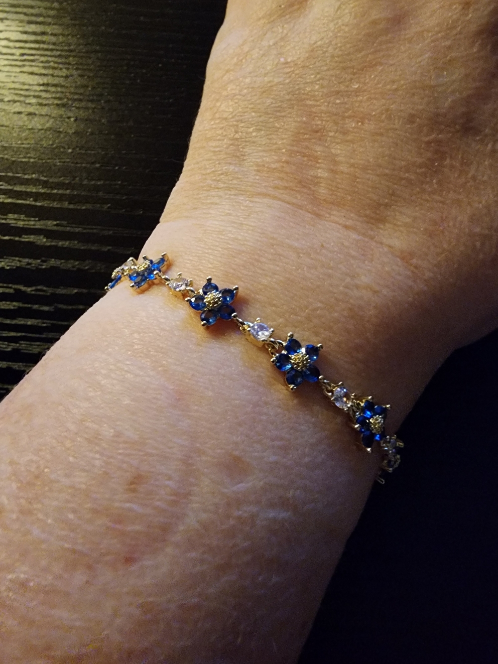 Blue & Gold Crystal Stone Bracelet Like New